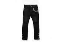 KND4909 JET BLACK - SIDE CHAIN JEANS