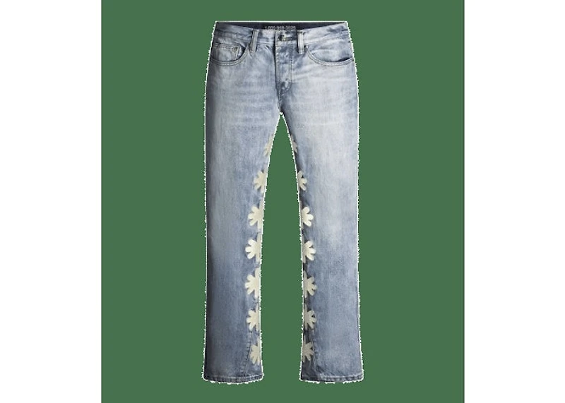 Lost Shdws Bone on Blue Sun Logo Denim