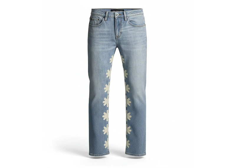 Lost Shdws Bone on Blue Sun Logo Denim