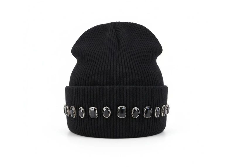 MANI Black On Black Large Stone Beanie