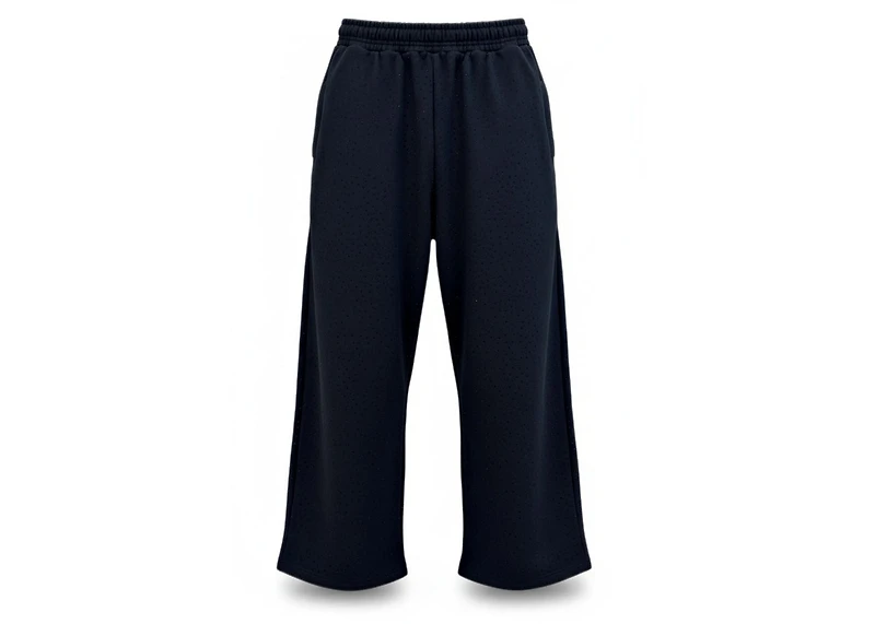 MANI Covered Rhinestone Baggy Sweats "Jet Black"