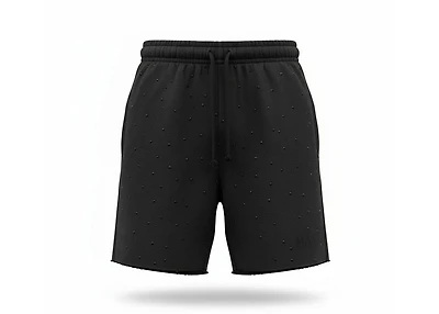 MANI Covered Rhinestone Sweat Shorts "Jet Black"
