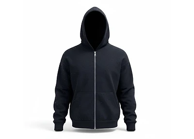 MANI Covered Rhinestone Zip-Up Hoodie "Jet Black"