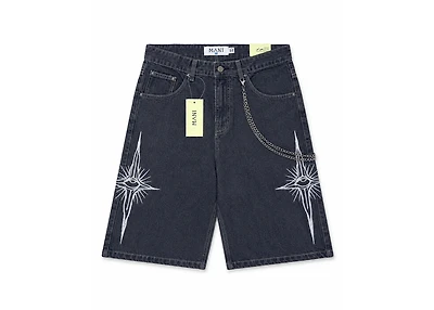 MANI Embroidered Logo Denim Shorts