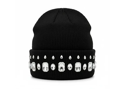 MANI Studded Large Stone Beanie "Black"