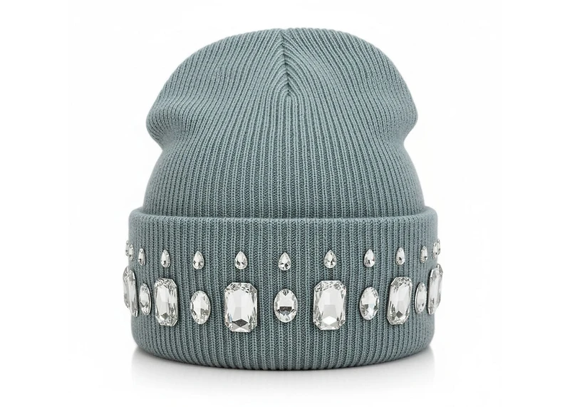 MANI Studded Large Stone Beanie "Grey"
