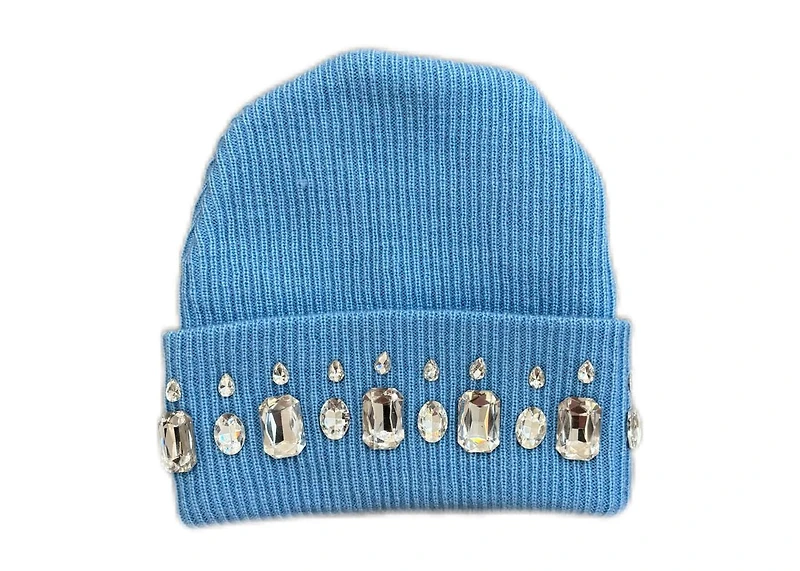 MANI Studded Large Stone Beanie "Light Blue"