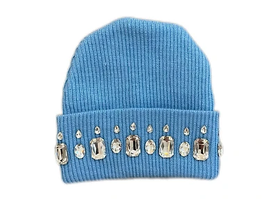 MANI Studded Large Stone Beanie "Light Blue"