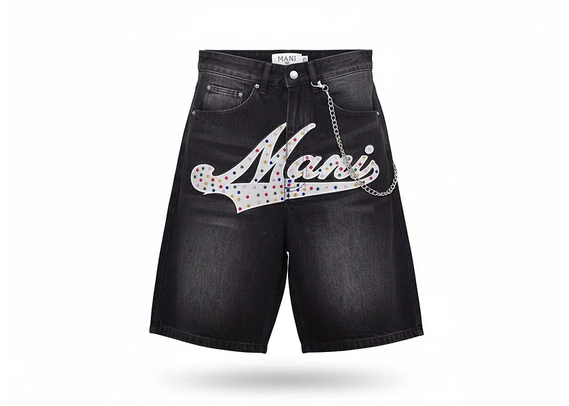 MANI Varsity Denim Shorts