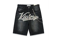 MANI Varsity Denim Shorts Victory Or Death