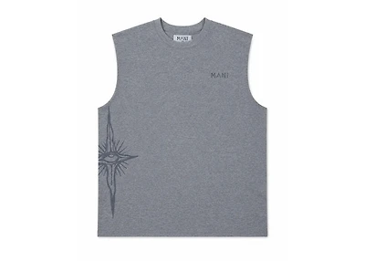 MANI Vertical Logo Sleeveless Tee Grey