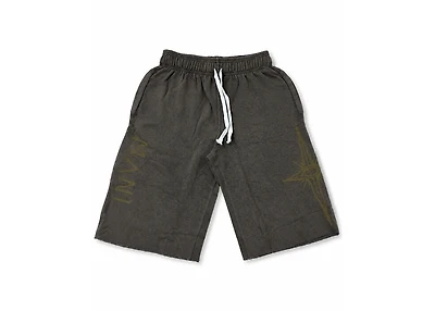 MANI Vertical Logo Washed Long Shorts Earth Brown