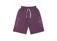 MANI Vertical Logo Washed Long Shorts Plum