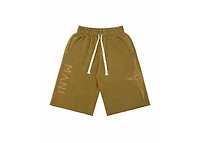 MANI Vertical Logo Washed Long Shorts Tan
