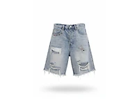 MNML Distressed Spider Denim Shorts Light Blue