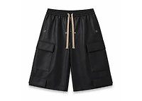 MNML Leather Rave Cargo Shorts - Black