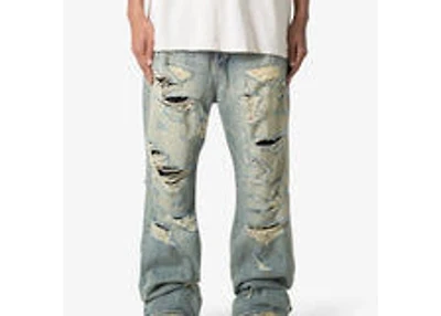 MNML Ultra Baggy Distressed Denim - Vintage Blue