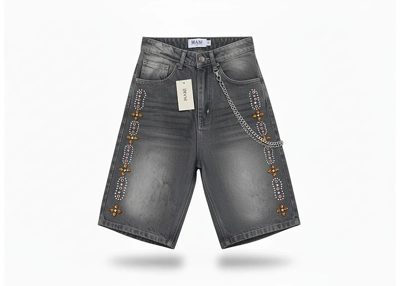 Mani Solar Bloom Denim Shorts