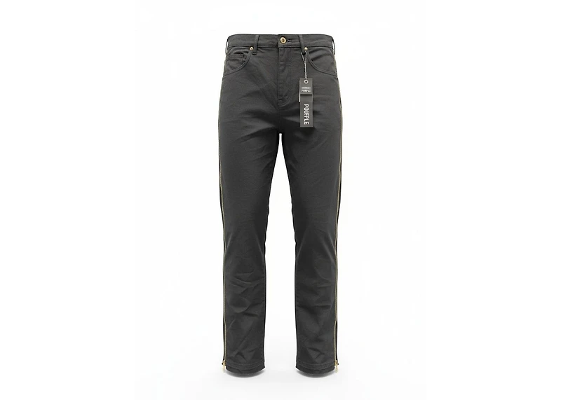 Purple Brand Full Side Zip Black Skinny Jeans - Damaged