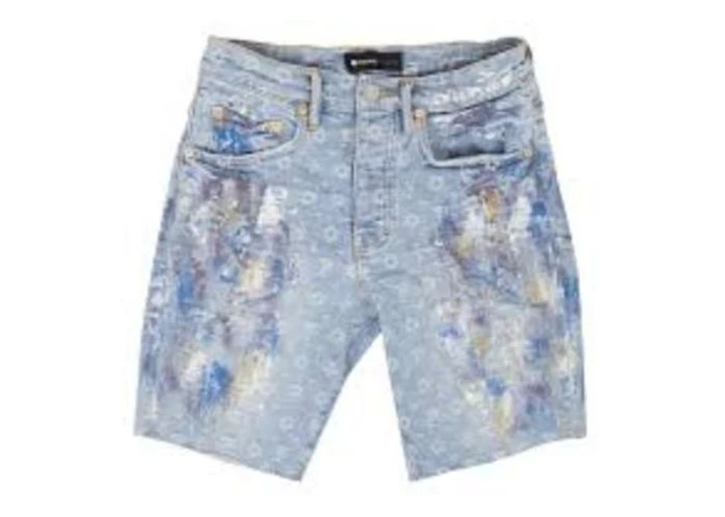 Purple Brand Paint Over Light Bleach Jacquard Monogram Shorts