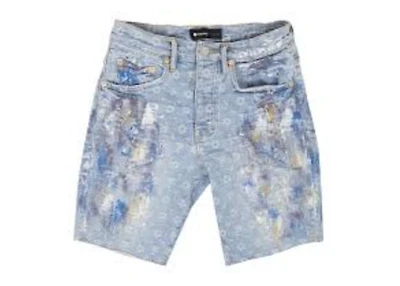 Purple Brand Paint Over Light Bleach Jacquard Monogram Shorts