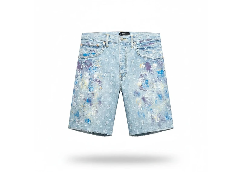 Purple Brand Paint Over Light Bleach Jacquard Monogram Shorts