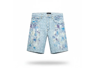 Purple Brand Paint Over Light Bleach Jacquard Monogram Shorts