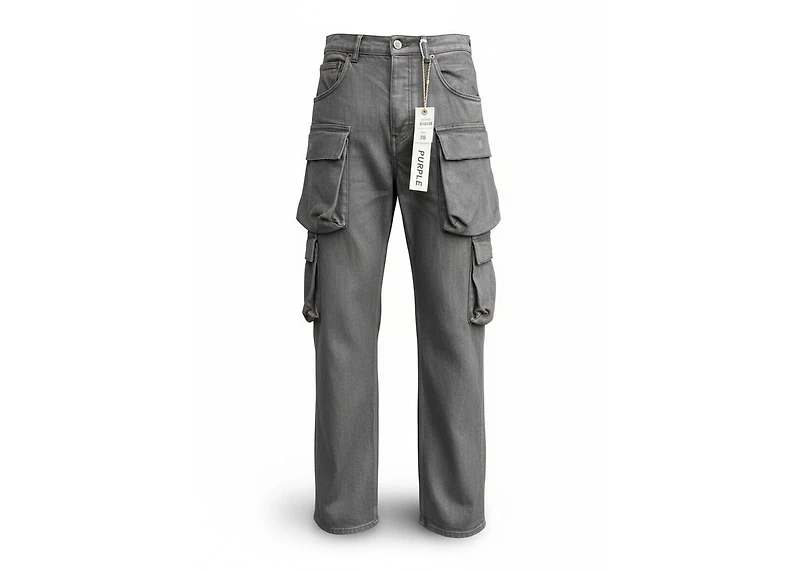 Purple Brand Relaxed Double Cargo Black Skinny Jeans