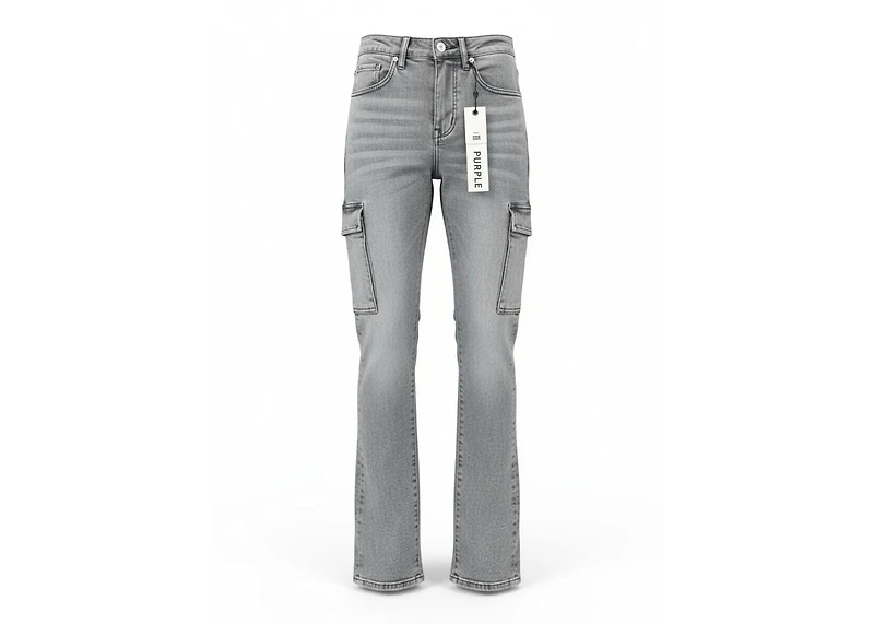 Purple Brand Washed Cargo Flare Black Skinny Jeans