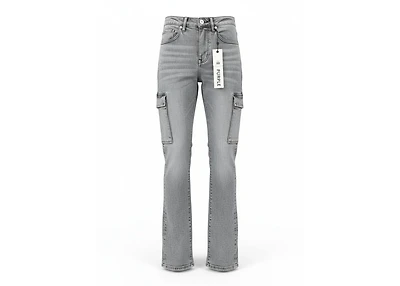 Purple Brand Washed Cargo Flare Black Skinny Jeans