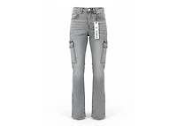 Purple Brand Washed Cargo Flare Black Skinny Jeans