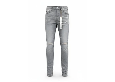 Purple Brand Worn Knee Slit Grey Skinny Jeans