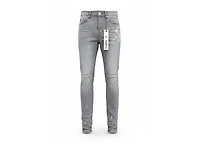 Purple Brand Worn Knee Slit Grey Skinny Jeans