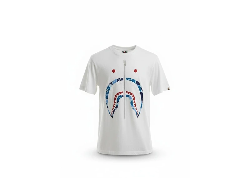 BAPE ABC Camo Shark Tee White/Blue/Silver