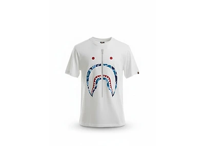 BAPE ABC Camo Shark Tee White/Blue/Silver