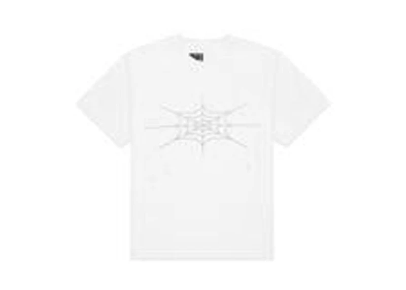 Sp5der Rhinestone Silk Tee White
