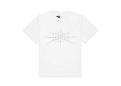 Sp5der Rhinestone Silk Tee White