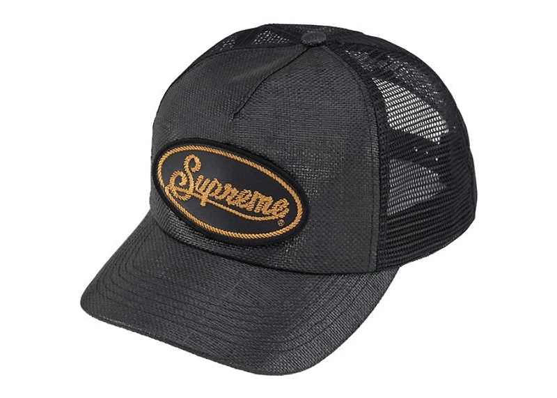 Supreme Raffia Mesh Back 5-Panel Hat Black
