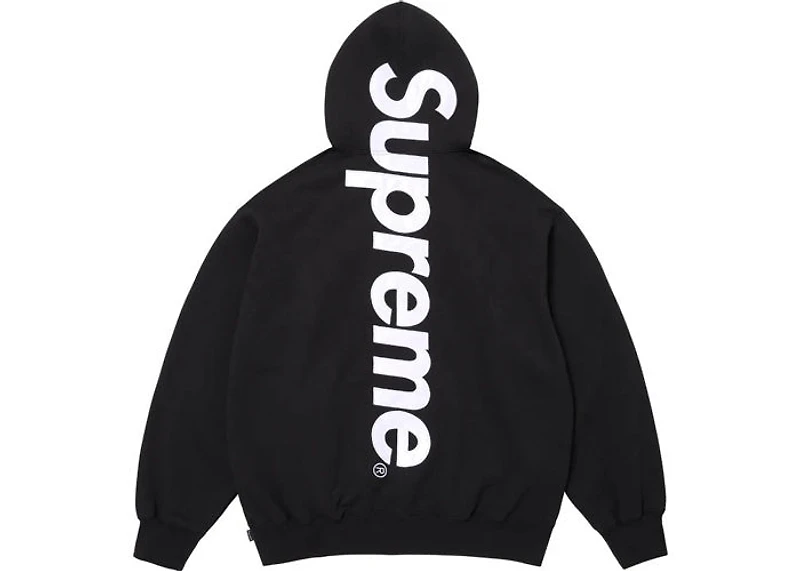Supreme Satin Applique Hooded Sweatshirt (SS26) Black