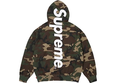Supreme Satin Applique Hooded Sweatshirt (SS26) Woodland Camo