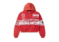 Vale Red Cursive Zip Up Hoodie