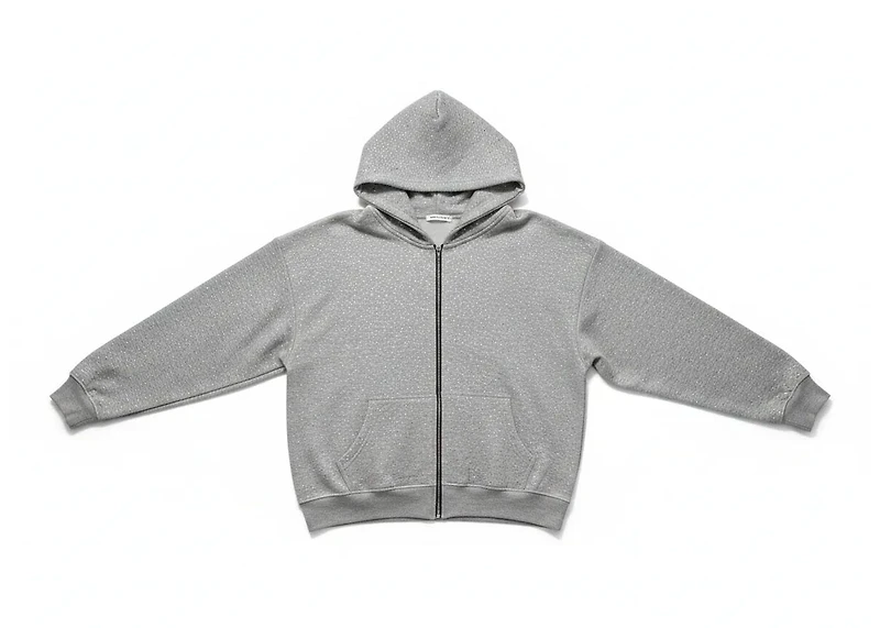 Mani Lightweight Rhinestone Zip-Up Hoodie
