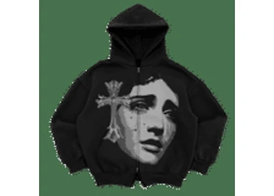 Works of Madness Prayers Premium Zip Up Black