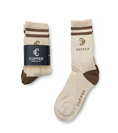 Copped Tan / Brown Mid Socks 3-Pack