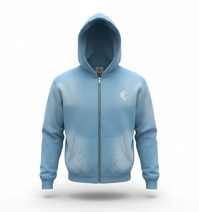 COPPED Zip-Up Hoodie Light Blue