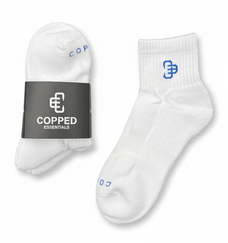 Copped White / Royal Blue Ankle Socks 3-Pack