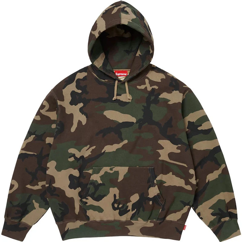 Supreme Satin Applique Hooded Sweatshirt (SS26) Woodland Camo