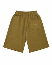MANI Vertical Logo Washed Long Shorts Tan