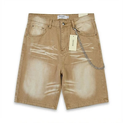 Mani Denim Shorts Khaki
