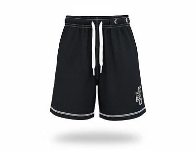 Copped Contrast Mesh Shorts "Black"